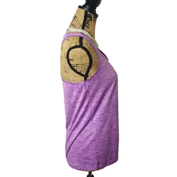 Under Armour Womens Racerback S Purple Heathered Tank Top Workout Run HeatGear - Picture 3 of 5